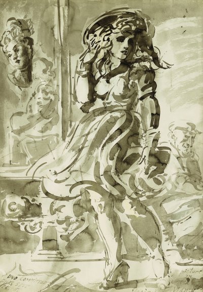 En vindblæst nederdel: En dobbeltsidet tegning af Reginald Marsh