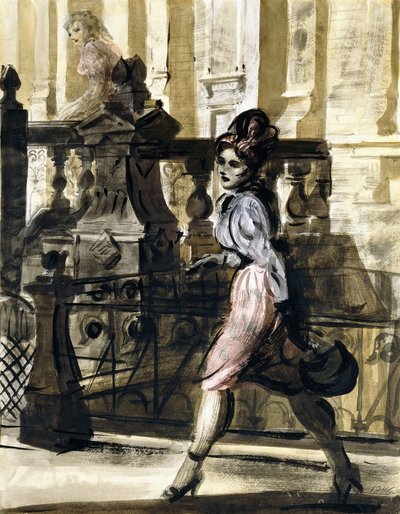 Gåtur i centrum af Reginald Marsh