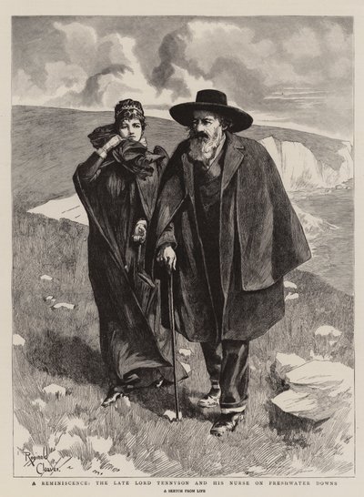 En erindring, den afdøde Lord Tennyson og hans sygeplejerske på Freshwater Downs (gravering) af Reginald Thomas Cleaver