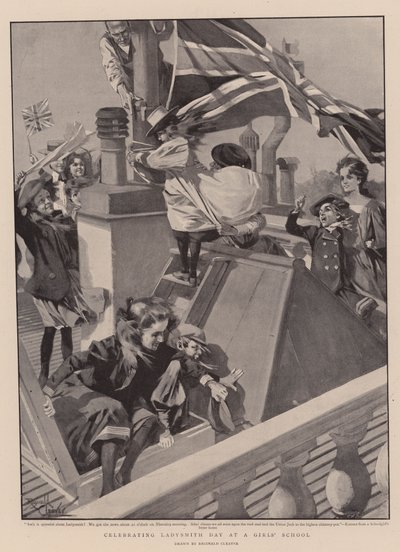 Fejring af Ladysmith-dagen på en pigeskole (litografi) af Reginald Thomas Cleaver