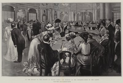 I højsæsonen i Monte Carlo, en aften i kasinoets roulette-rum (litografi) af Reginald Thomas Cleaver