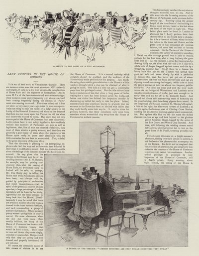 Kvindelige besøgende i Underhuset (litografi) af Reginald Thomas Cleaver