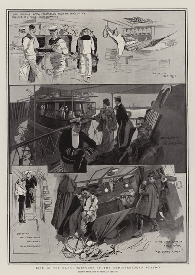 Livet i flåden, skitser på Middelhavsstationen (litografi) af Reginald Thomas Cleaver
