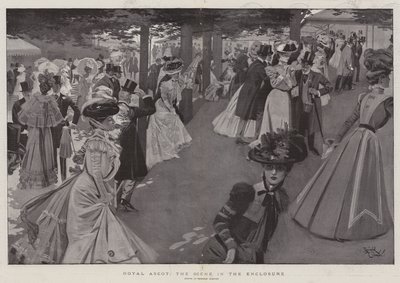 Royal Ascot, scenen i indhegningen (litografi) af Reginald Thomas Cleaver