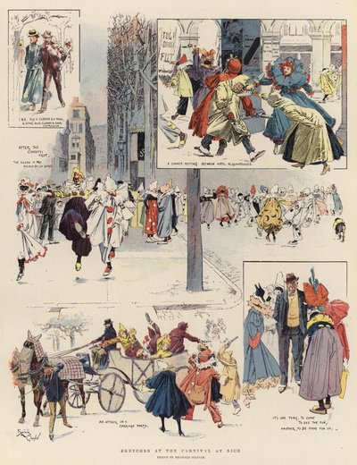 Skitser fra karnevalet i Nice (farvelitografi) af Reginald Thomas Cleaver