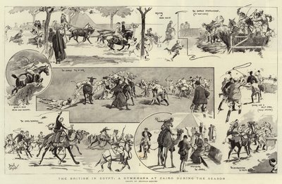 Briterne i Egypten, en gymkhana i Cairo i løbet af sæsonen (litografi) af Reginald Thomas Cleaver