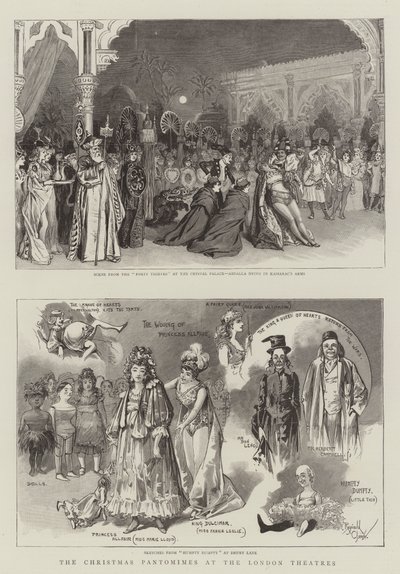The Christmas Pantomimes at the London Theatres (kobberstik) af Reginald Thomas Cleaver