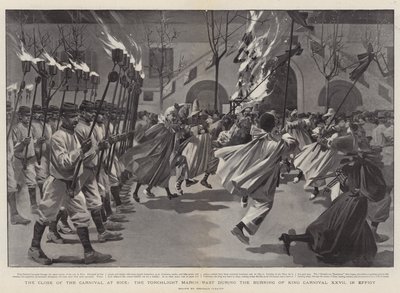 Afslutningen på karnevallet i Nice, fakkeltoget går forbi under afbrændingen af kong Karneval XXVII (kobberstik) af Reginald Thomas Cleaver