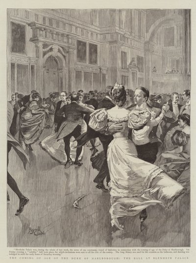 The Coming of Age of the Duke of Marlborough, the Ball at Blenheim Palace (gravering) af Reginald Thomas Cleaver