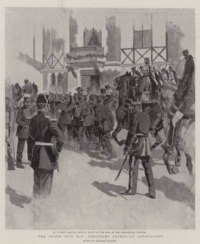 Grand Prix-dagen, præsident Loubet på Longchamps (litografi) af Reginald Thomas Cleaver