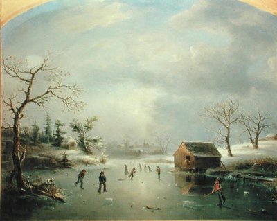 Skating Pond i Morristown, New Jersey (olie på lærred) af Regis Francis Gignoux