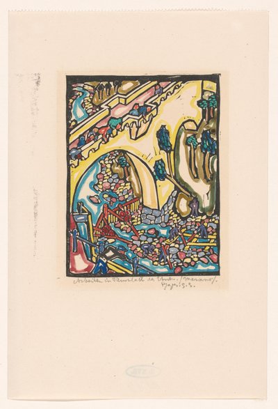 Arbejde i flodlejet af Adige (original titel på objekt) af Reijer Stolk (signed by artist)