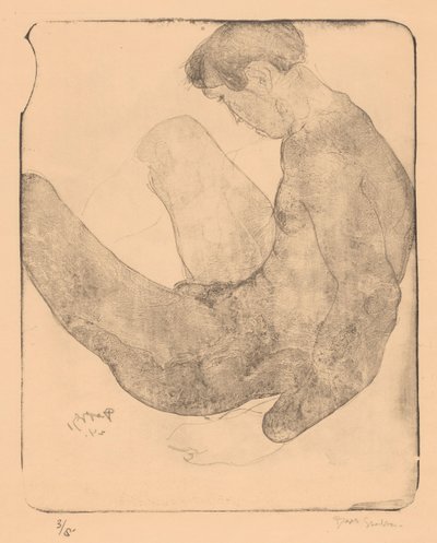 Nøgen mand med hævede knæ af Reijer Stolk (signed by artist)