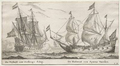 Ships of Amsterdam: The Freedom, a Man-of-War. Ulvehunden, et spansk fartøj. af Reinier Nooms