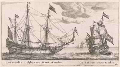 "Vergulde Dolphyn", et stort handelsfartøj og "Kat", en fløjte af Reinier Nooms, called Zeeman