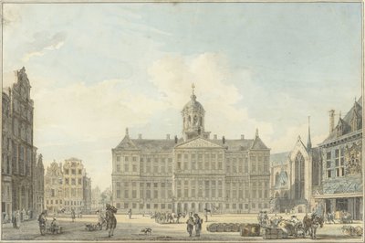 Amsterdam, Dæmningen med Rådhuset og Waag af Reinier Vinkeles (I)