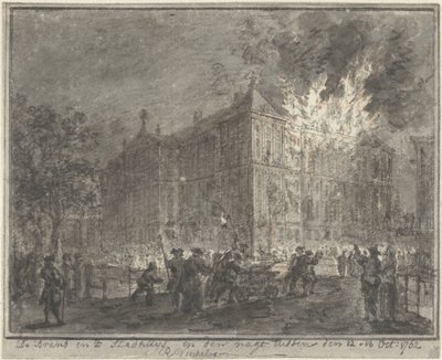 Brand i Amsterdams rådhus, 1762 af Reinier Vinkeles (I)
