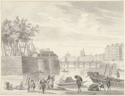Udsigt over Pont Rouge, Paris af Reinier Vinkeles (I)
