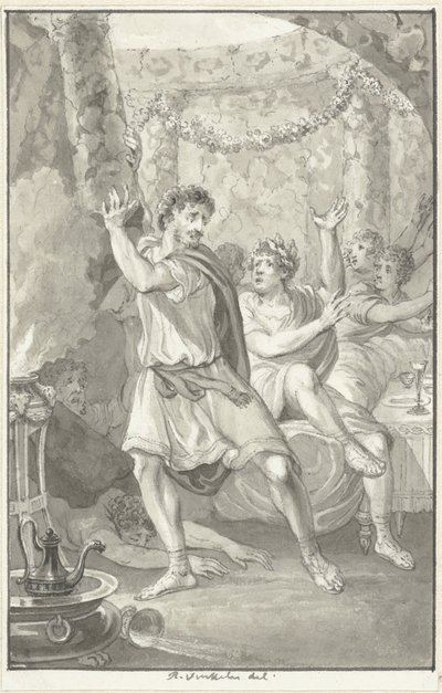 Lucius Aemilius Sejanus redt het liv van Tiberius af Reinier Vinkeles (I)