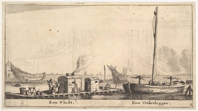 En flåde og en underlegger, 1600-tallet. af Reinier Zeeman