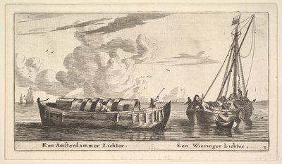 En Amsterdam Lighter og en Wieringer, 1600-tallet. af Reinier Zeeman