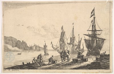 Bugt med sejlskibe, 1600-tallet. af Reinier Zeeman