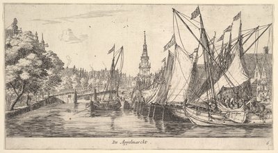 De Appelmarckt The Apple Market, from Views in Amsterdam, plate 6, ca. 165962. dani af Reinier Zeeman