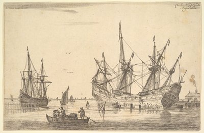 Mænd, der tætner skroget på et skib, 1600-tallet. af Reinier Zeeman