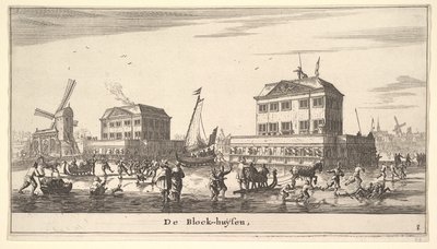 Vinterscene ved Blockhouse i Amsterdam, 1600-tallet. af Reinier Zeeman