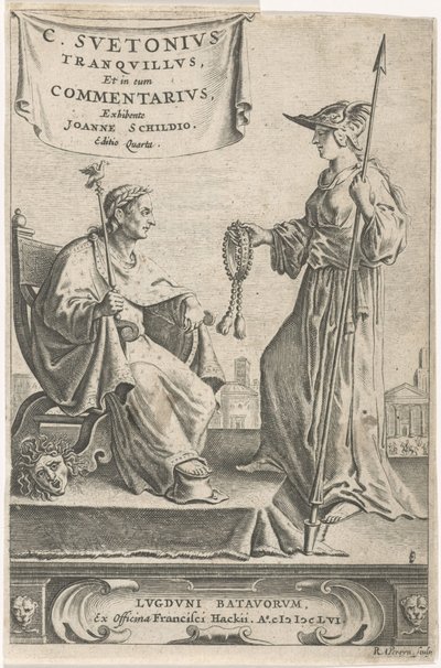 Piedestal med en kejser på sit sæde Titelblad for: J. Schild, [Opera], 1656 af Reinier van Persijn