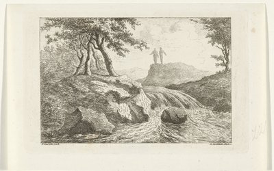 Landskab med vandfald af Reinierus Albertus Ludovicus baron van Isendoorn à Blois