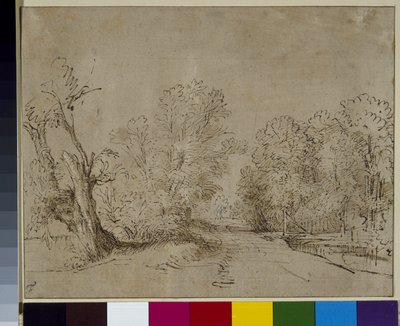 En skovklædt vej, ca. 1650 (pen og blæk på papir) af Rembrandt Harmensz. van Rijn