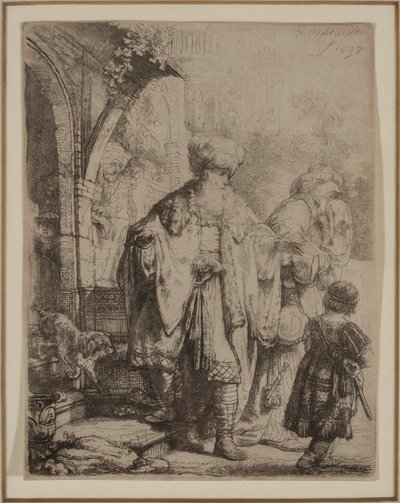 Abraham uddriver Hagar og Ismael af Rembrandt van Rijn