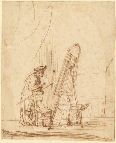 En kunstner i sit atelier af Rembrandt Harmensz. van Rijn