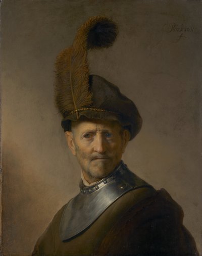 En gammel mand i militærdragt af Rembrandt Harmensz. van Rijn