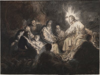 Kristus og hans disciple i Getsemane Have, af Rembrandt van Rhijn (1606-1669). Pen, pensel, grå og brun farve, akvarel på papir, ca 1634. Mål: 35,7x47,8 cm. Teylers Museum, Haarlem af Rembrandt Harmensz. van Rijn