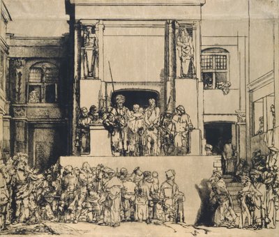 Kristus præsenterede for folket: aflang tallerken af Rembrandt van Rijn