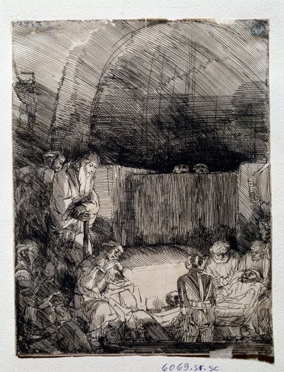 Udstilling af forløserens krop Tegning af Rembrandt Harmenszoon van Rijn (1606-1669) Firenze, Uffizi (Kontorer), Gabinetto Disegni e Stampe af Rembrandt van Rijn