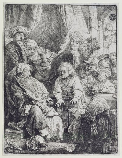 Joseph fortæller sine drømme (ætsning) af Rembrandt van Rijn