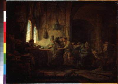 Lignelse om arbejderne i vingården eller lignelse om arbejderne i den ellevte time (lignelsen om arbejderne i vingården). Maleri af Harmenszoon van Rijn kendt som Rembrandt (1606-1669) af Rembrandt Harmensz. van Rijn