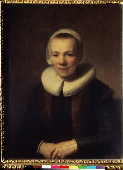 Portræt af Baartje Martens Doomer (Portræt af Baartje Martens-Doomer). Peinture de Harmenszoon van Rijn denne Rembrandt (1606-1669) af Rembrandt Harmensz. van Rijn