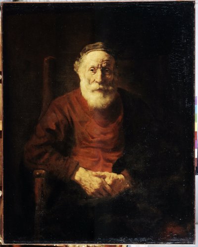 Portræt af en gammel mand i rødt. Maleri af Harmenszoon van Rijn kendt som Rembrandt (1606-1669) af Rembrandt Harmensz. van Rijn