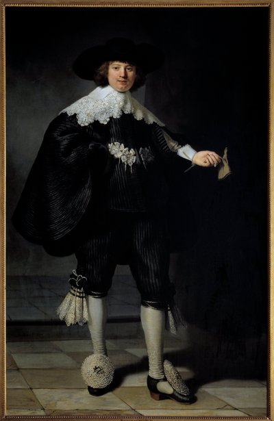 Portræt af Maertens Soolmans maleri af Harmensz Van Rijn Rembrandt (1606-1669) 1634 Privat samling - Portræt af Maertens Soolmans. Maleri af Harmensz Van Rijn Rembrandt (1606-1669) af Rembrandt van Rijn