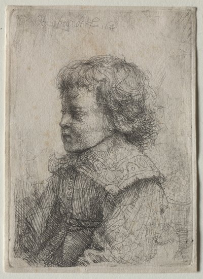 Portræt af en dreng i profil af Rembrandt Harmensz. van Rijn