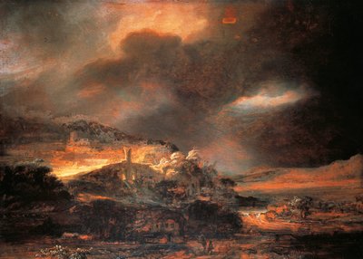 Stormy Landscape, ca. 1637/38 (olie på panel) af Rembrandt Harmensz. van Rijn