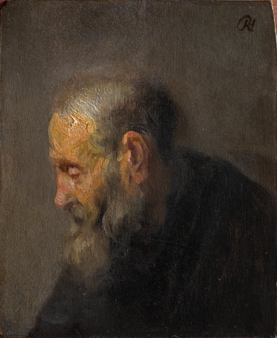 Studie af en gammel mand i profil, ca. 1630 (olie på panel) af Rembrandt van Rijn