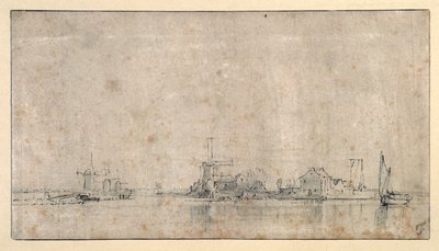 Amstel ved Omval, ca. 1650-53 (pen & blæk med vask på papir) af Rembrandt Harmensz. van Rijn