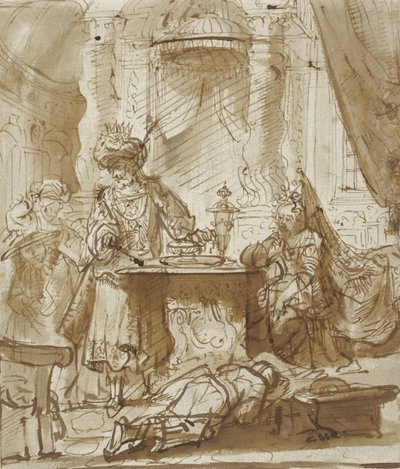 Hamans fornedrelse før Ahasverus og Ester af Rembrandt van Rijn