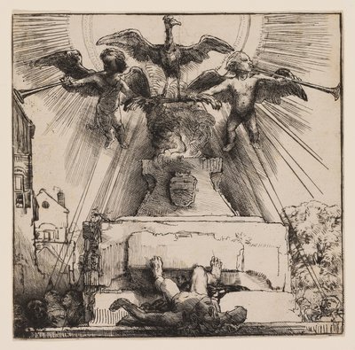 Føniks eller statuen væltet af Rembrandt Harmensz. van Rijn