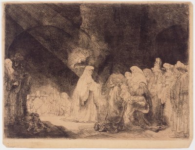 Præsentationen i templet, ca. 1639 (Ætsning og koldnål) af Rembrandt Harmensz. van Rijn